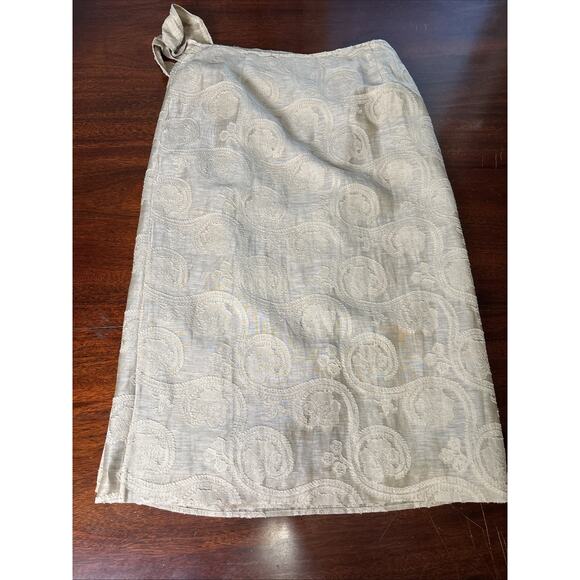 Talbots Linen Cotton Silk Wrap Skirt Size 12 Floral Party Wedding Career Travel - Picture 6 of 8